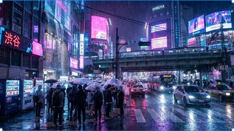 A cyberpunk take on Tokyo during endless rain picture 2 of 3