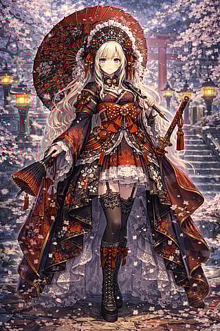 [OC][AIG] Shrine Maiden of the Falling Sakura – Japanese Fantasy TRPG Character'