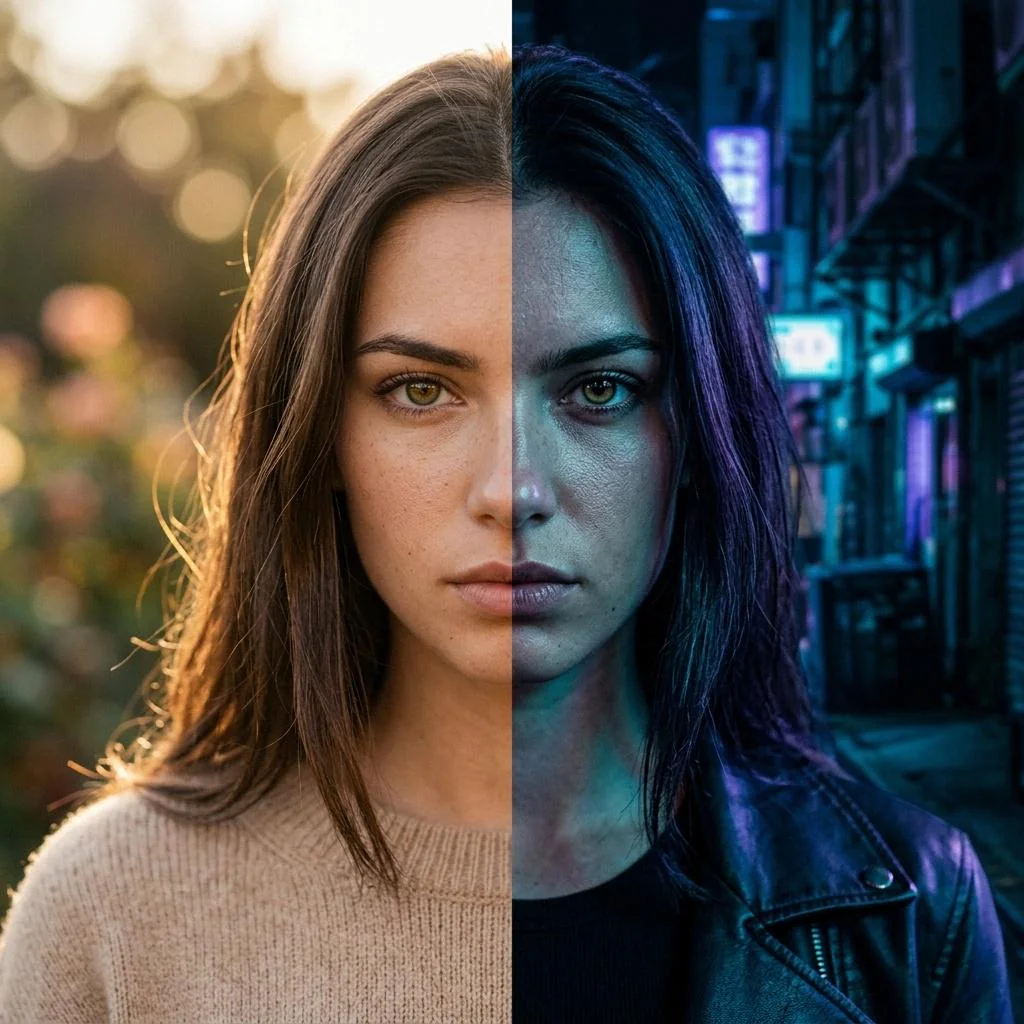 Two Worlds, One Face [Model used: Nano Banana 2] picture 1 of 1