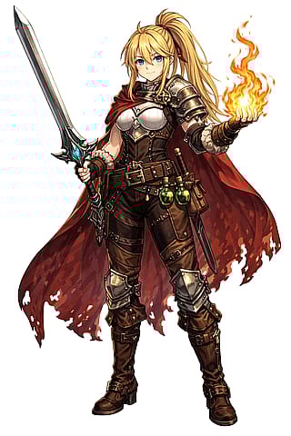 [OC][AIG] “The Strongest Adventurer Who Lives for Today” – Female Warrior TRPG Character'