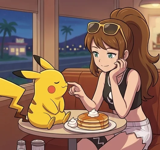 Skye and Chupi in a diner picture 1 of 1