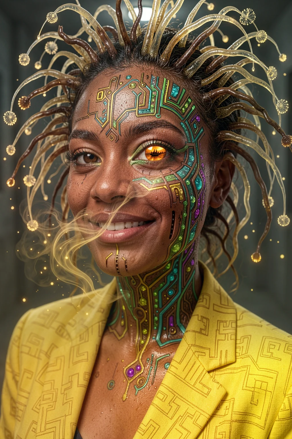 She smiles beneath a firework crown picture 1 of 1