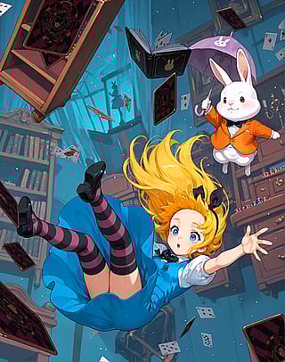 Alice in Wonderland – AI generated scene'