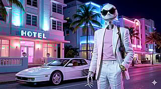Jack Skellington as Detective Sonny Crockett from "Miami Vice"'
