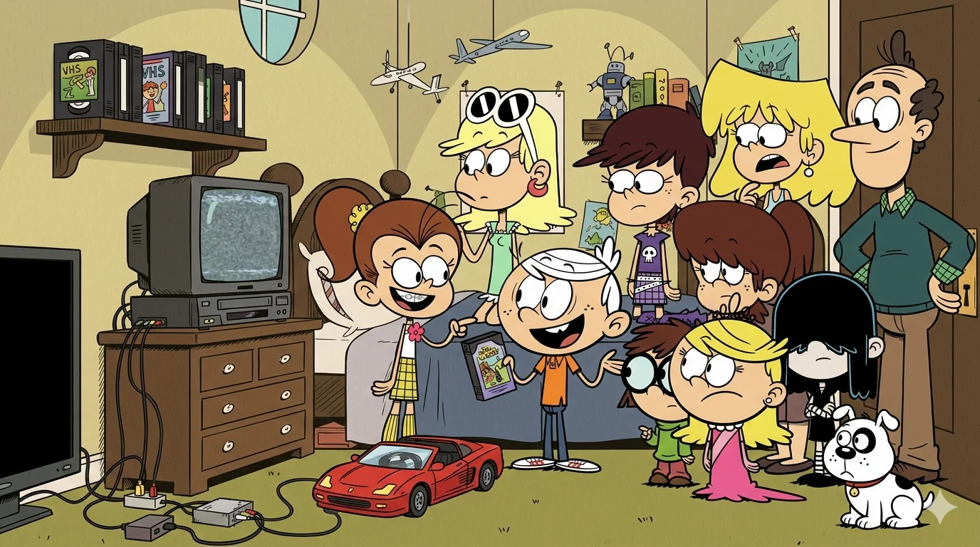 Lincoln Shows His Family He's Been Recording Movies And Shows From Normal TV Onto VCR To VHS's, To Then Watch On CRT TV. Also Has VHS Tape Rewinder picture 1 of 1