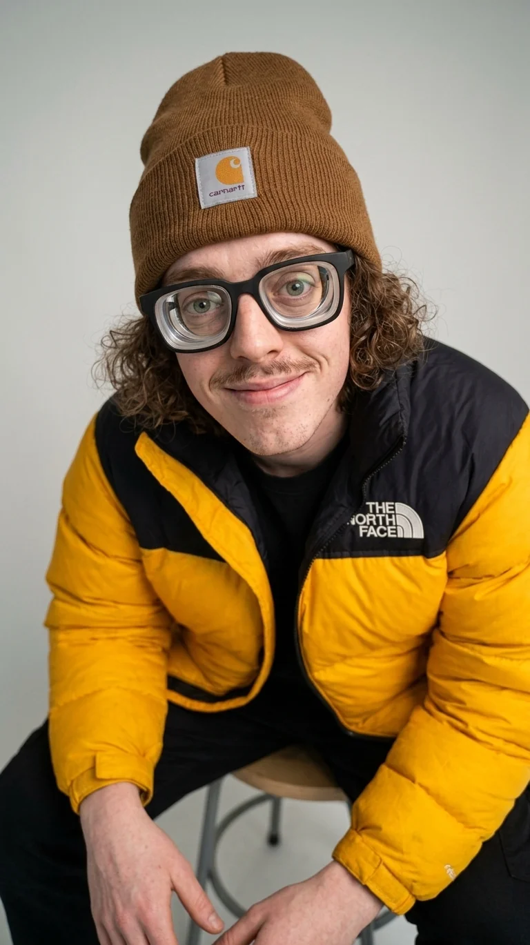 Extremely nearsighted gorpcore guy with thick glasses attempts a photoshoot 🤓 picture 2 of 4