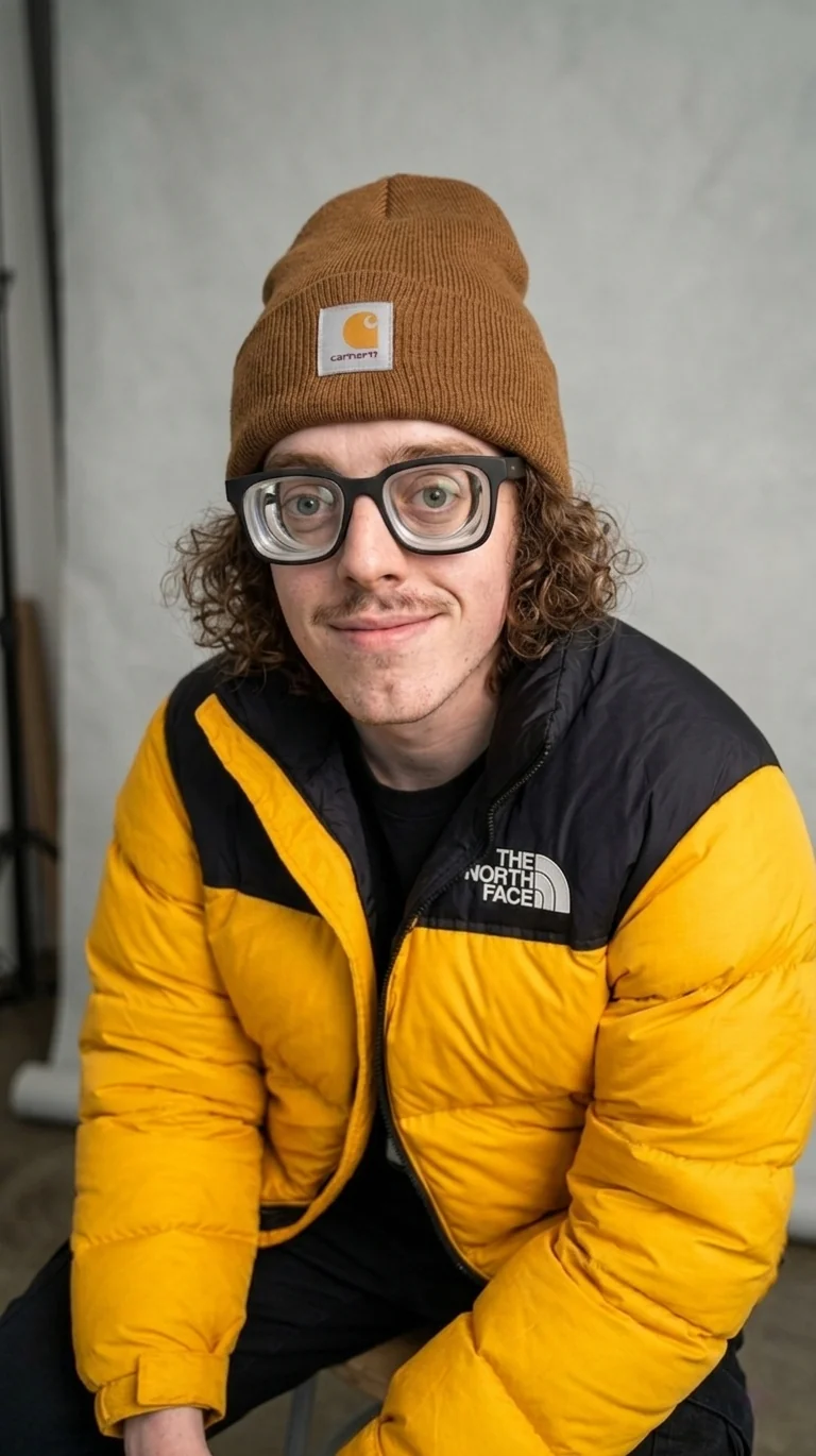 Extremely nearsighted gorpcore guy with thick glasses attempts a photoshoot 🤓 picture 3 of 4