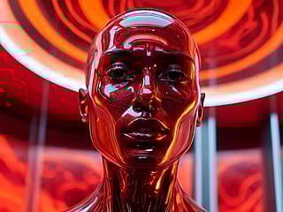 Silken red, neon dream'