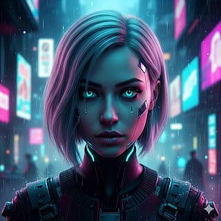 Neon Cyberpunk Guardian'