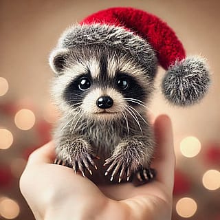 Little Raccoon Ready For Christmas!'