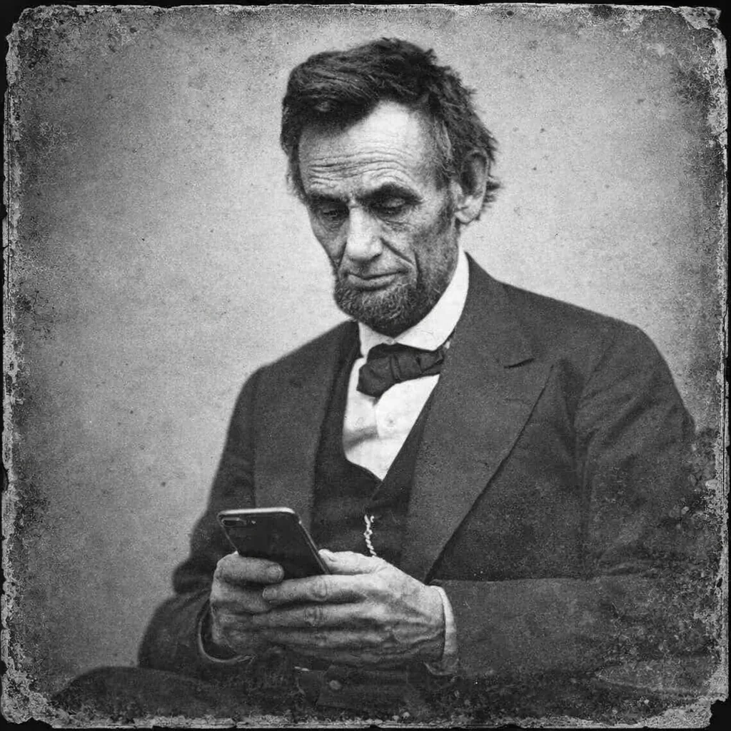Abraham Lincoln checks messages from his speech writer one last time before delivering his famous address at Gettysburg picture 1 of 1