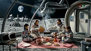 "Turkish Family Having a Picnic on the Moon's Surface."'