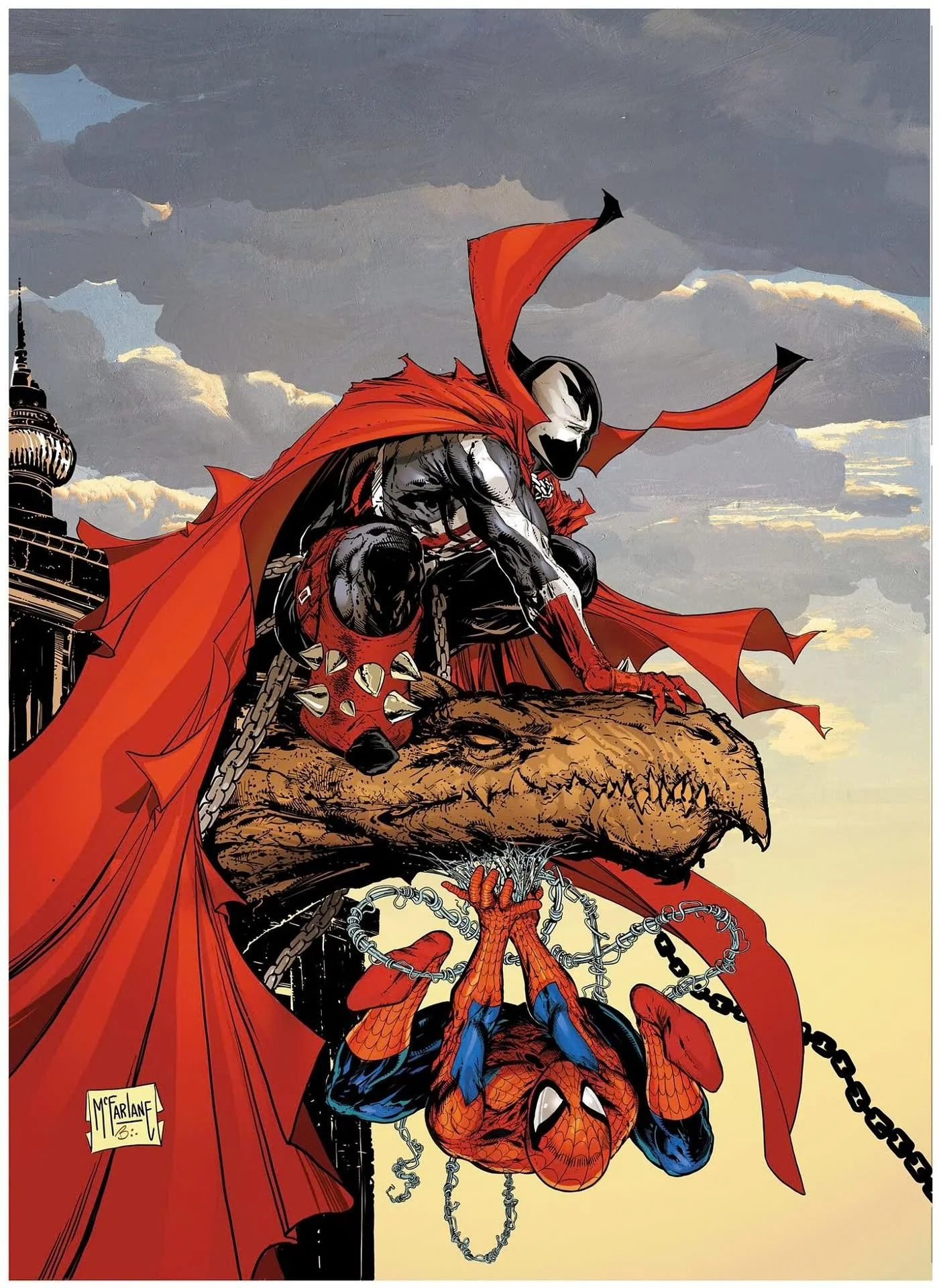 Spawn/Spider-Man crossover cover from the Overstreet Comic Book Price Guide (2020/2021), but more Cinematic. picture 2 of 2