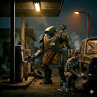 After the dust settled, humans and robots worked along side'