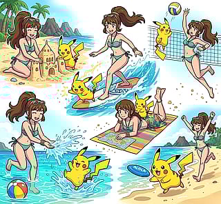 Skye and Chupi Spending the Day at the Beach'