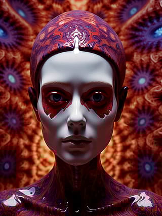 Red veins pulse beneath the iris of steel eyes'