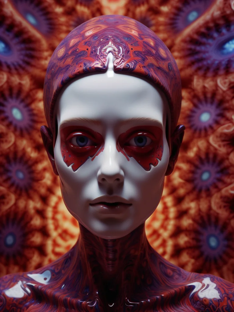 Red veins pulse beneath the iris of steel eyes picture 1 of 1