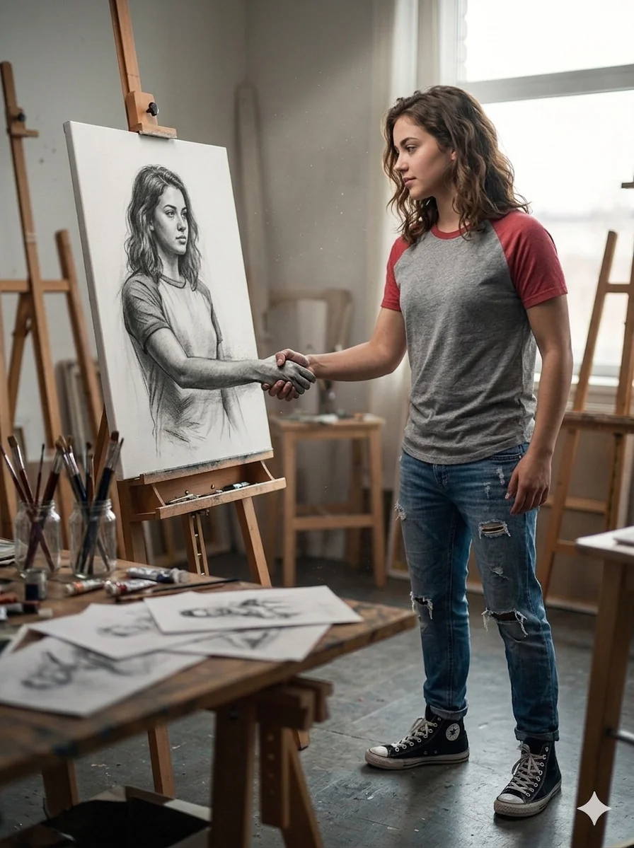 Shaking Hands with My Art [Prompt]⤵️ picture 1 of 2