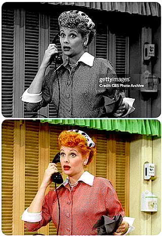 Colorized a screen capture from I Love Lucy'