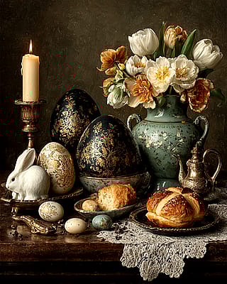 Caravaggio painting Easter — Midjourney V7'