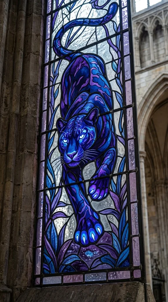 Gothic Bioluminescent Stained Glass — turned my wife's photo into a cathedral window, then went wild with dragons and sculptures picture 3 of 10