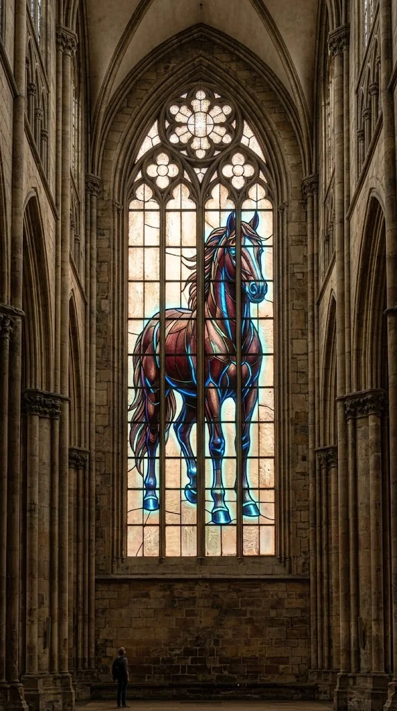 Gothic Bioluminescent Stained Glass — turned my wife's photo into a cathedral window, then went wild with dragons and sculptures picture 8 of 10