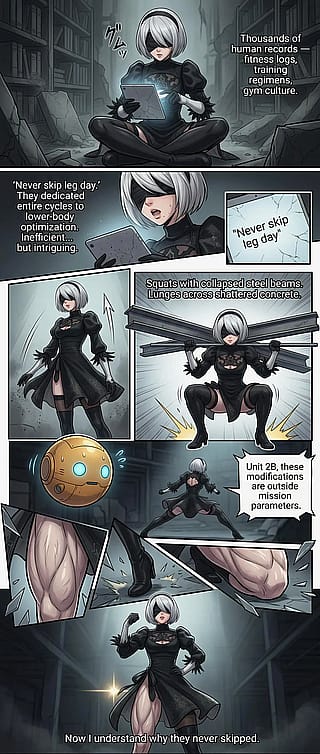 What if 2B discovered Leg days from the humans?😂'