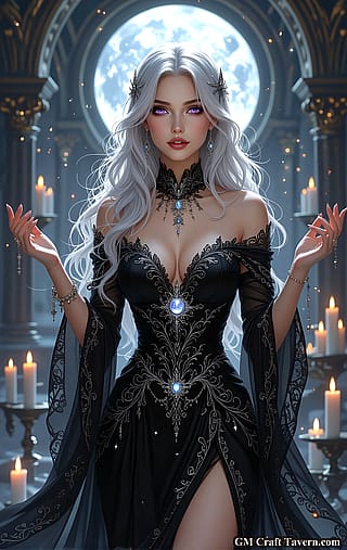 Celestial Ritual in Moonlit Chapel'