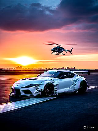 Sport Car and Helicopter'