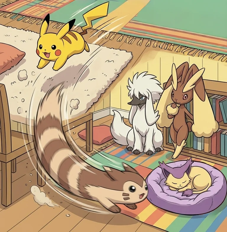 Chupi and Furret have too much energy picture 1 of 1