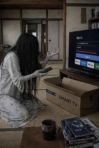 Sadako from The Ring discovers screen horror now requires account authentication'
