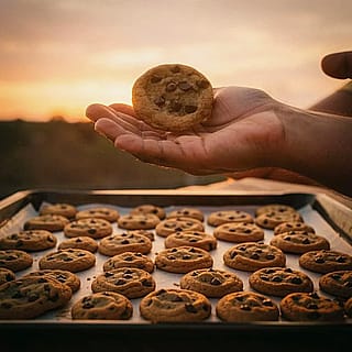 Floating cookie on hand'