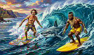 Remember that time Mr T and Dali went surfing?'