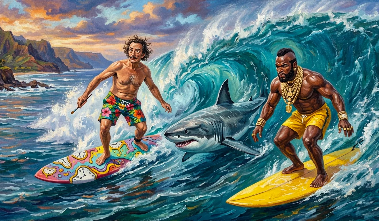 Remember that time Mr T and Dali went surfing? picture 1 of 1
