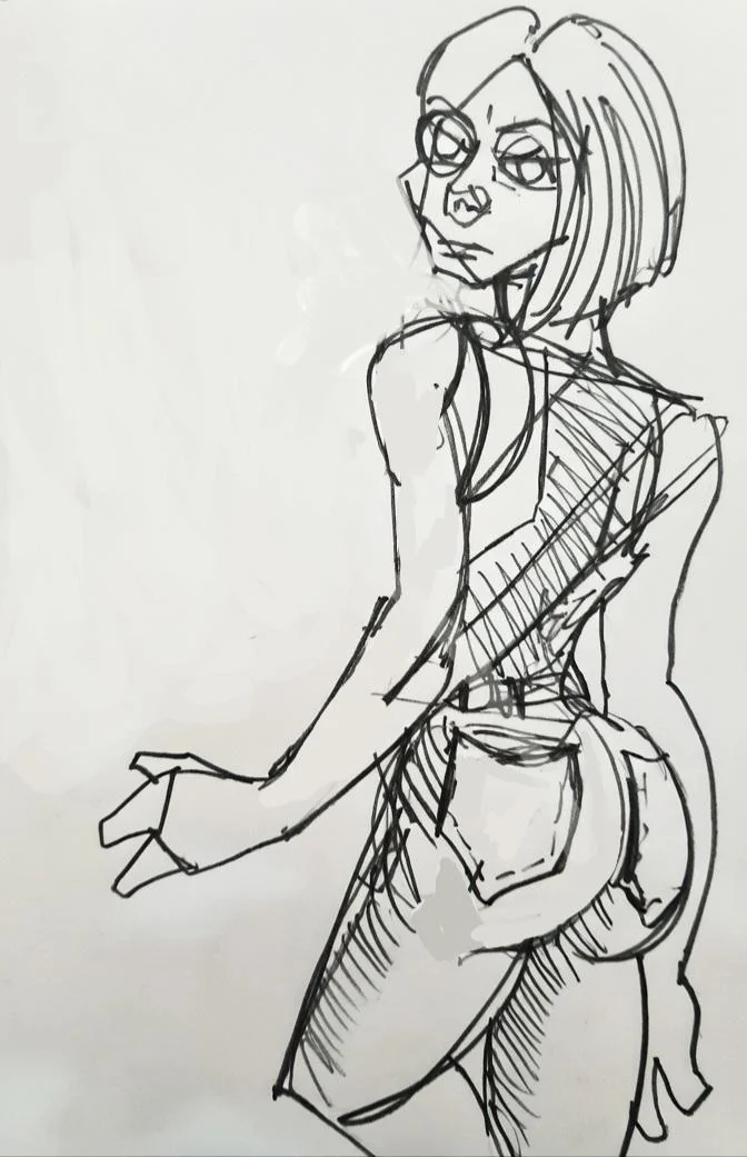 Short hair beauty. From a drawing picture 1 of 2