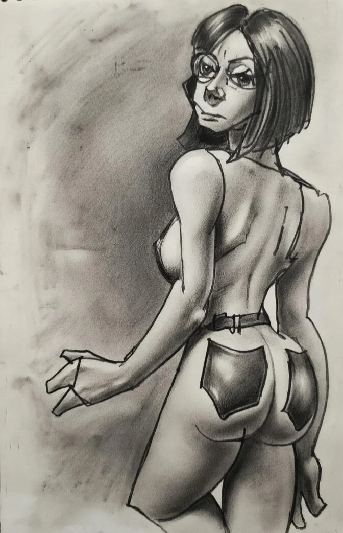 Short hair beauty. From a drawing picture 2 of 2