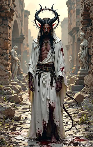 Bloodied Tiefling in the Ruins'