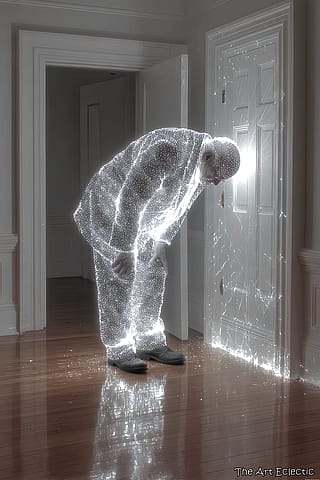 The Man of Light, pausing for a moment to catch his breath. Even the stars must feel heavy when you carry them through such narrow hallways.'