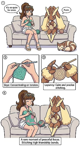 Skye taught Lopunny how to crochet'