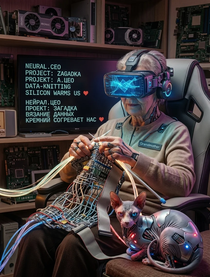 Neural.ceo Project: Cyber-knitting from old IDE cables. Grandmother keeps the optimized cats warm. ❤️ picture 1 of 1