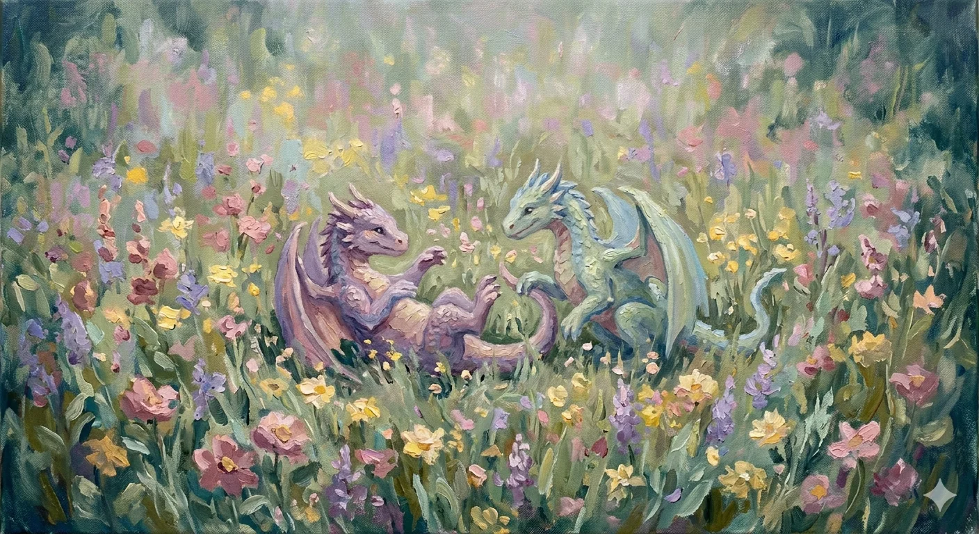 Oil Painting: Baby Dragons picture 1 of 1