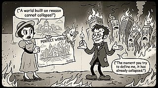 Ayn Rand & Max Stirner (30s cartoon style)'
