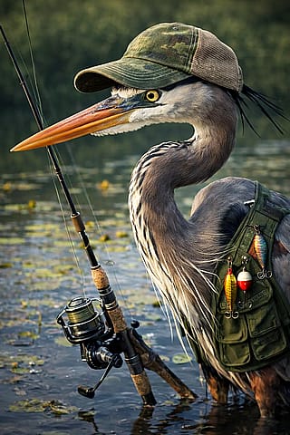 Great Heron Fishing'