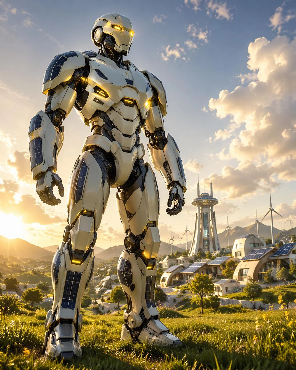 Solarpunk full-borg conversion, guardian of the ecovillage. picture 1 of 1