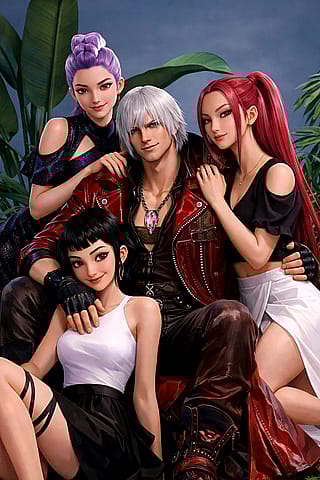 Dante and Huntrix have a photoshoot together'