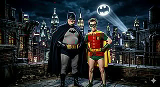 Laurel and Hardy as Batman and Robin'