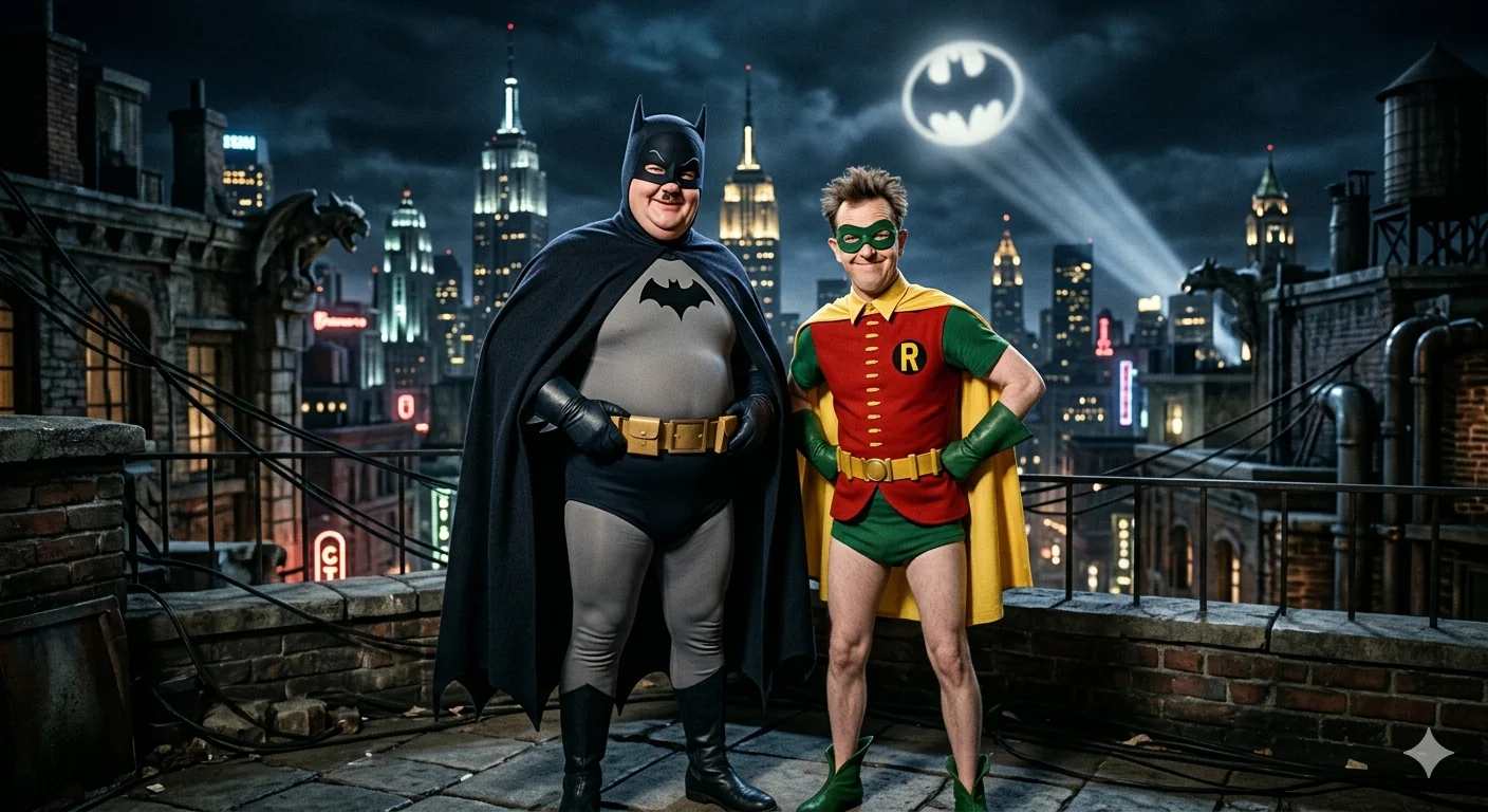 Laurel and Hardy as Batman and Robin picture 1 of 1