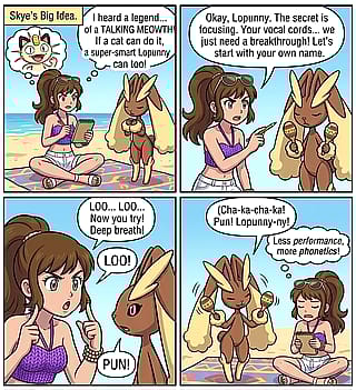 Skye trying to teach Lopunny how to talk'