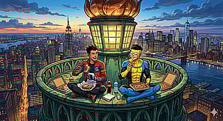 Invincible meeting Rex Salazar (Generator Rex).'