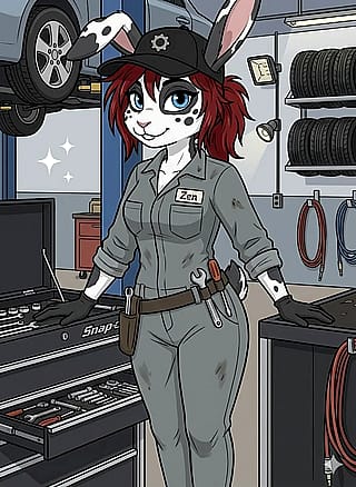 Zen, the rabbit mechanic!'